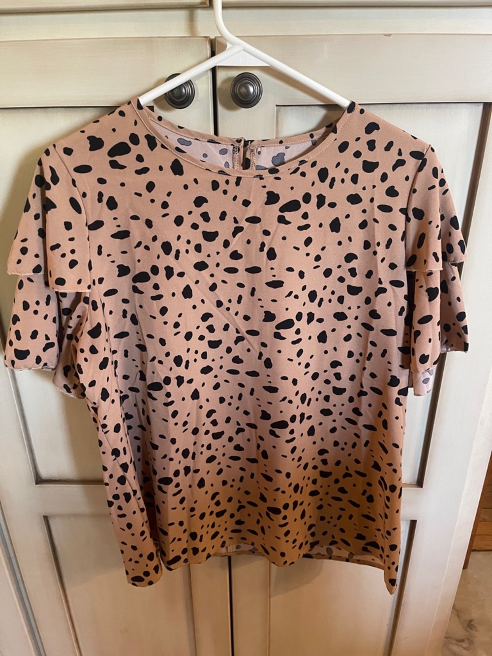 Womens Pink Dalmatian Print Short Sleeve Top